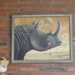 Cuadro de rinoceronte pintado a pastel