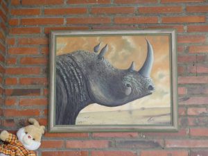 Cuadro de rinoceronte pintado a pastel